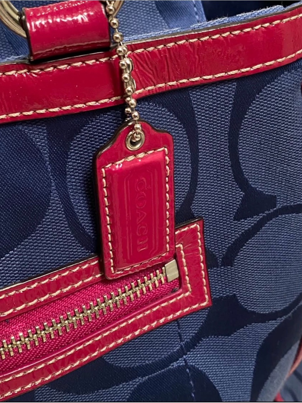 Coach Pink and navy blue laura tote bag - Picture 3 of 10